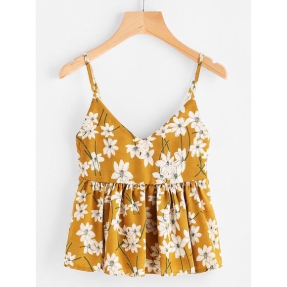 💛Yellow Floral Babydoll Top - Picture 5 of 8